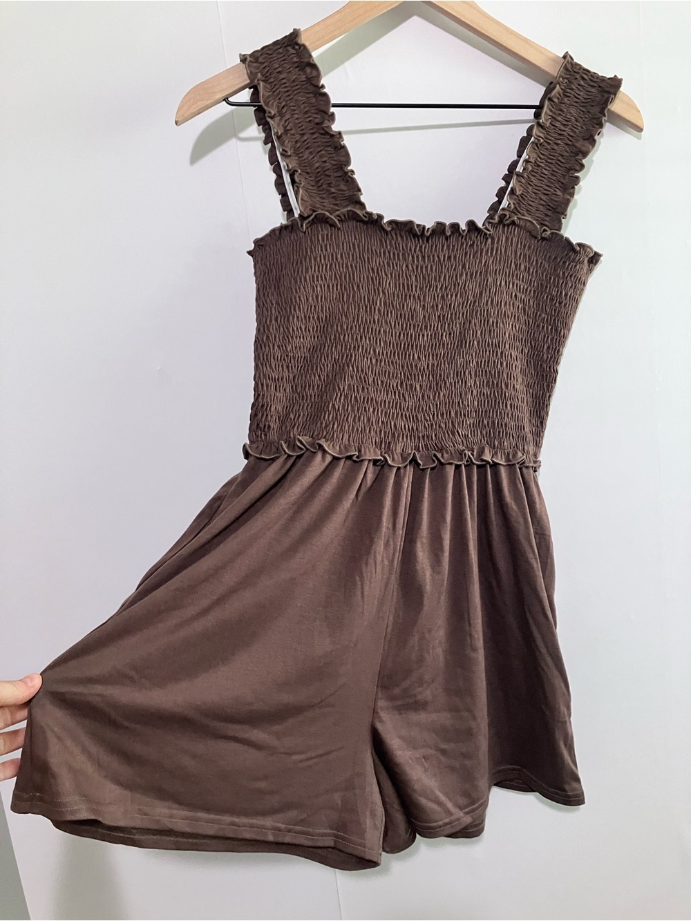 NEW Brown Romper Tank Smocked Romer Size Small